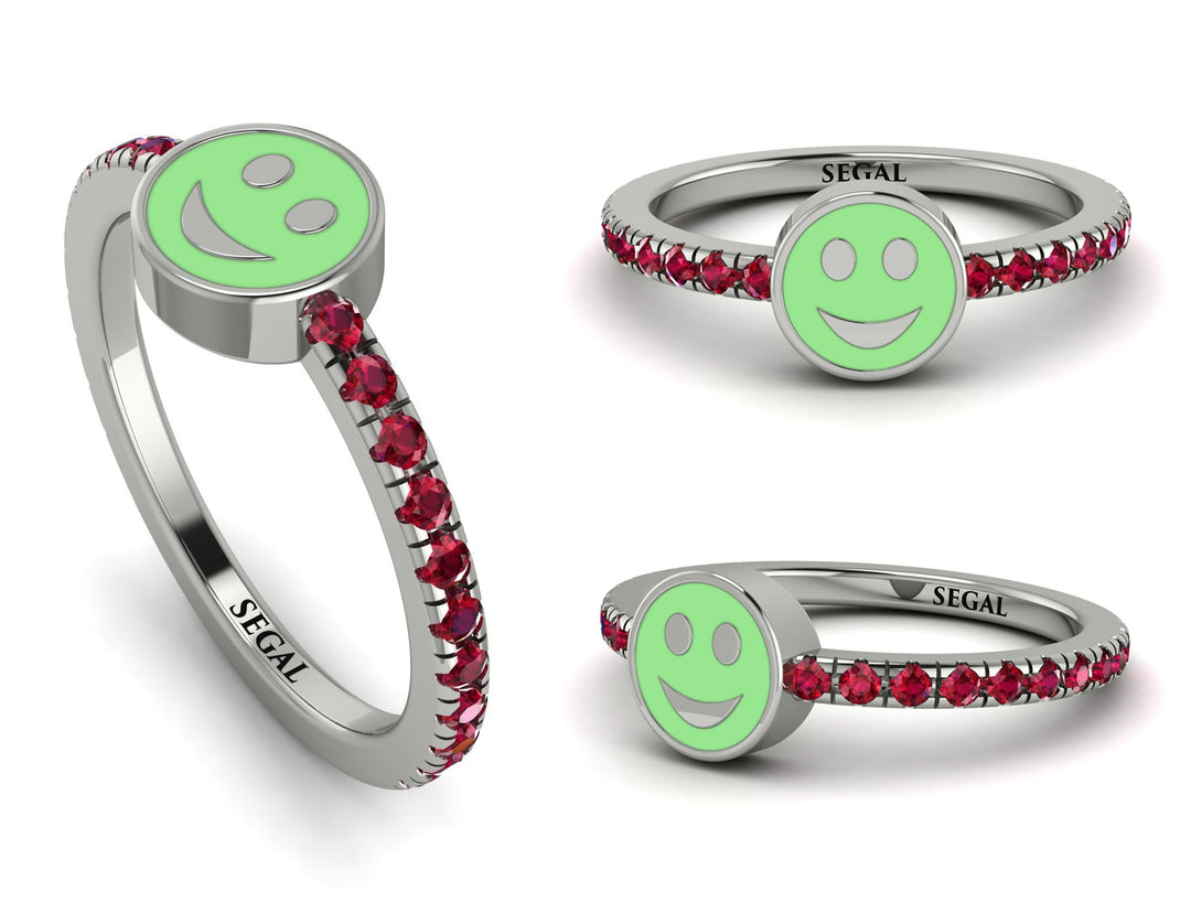 Elegant Enamel Smile Ruby Ring - Smile No. 12