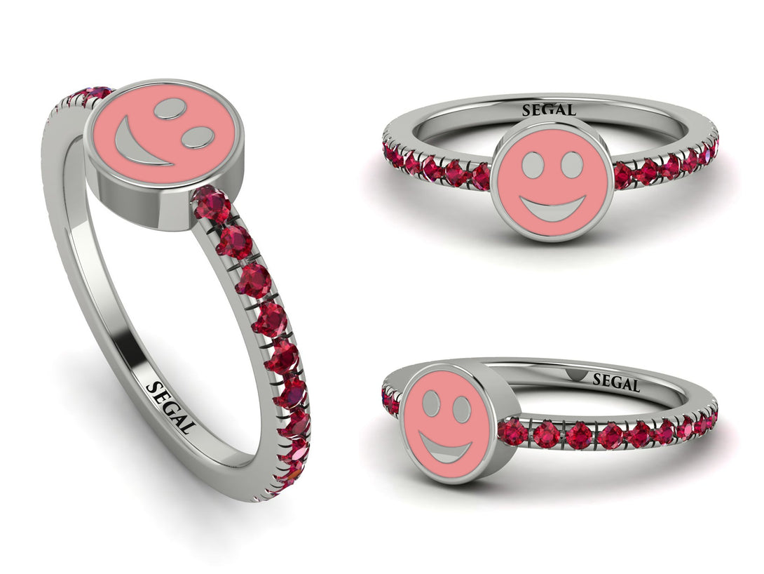 Elegant Enamel Smile Ruby Ring - Smile No. 12