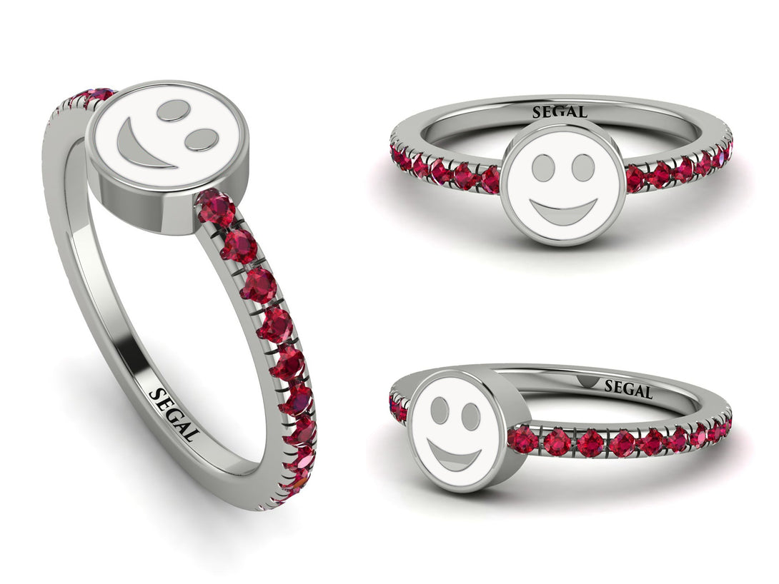 Elegant Enamel Smile Ruby Ring - Smile No. 12