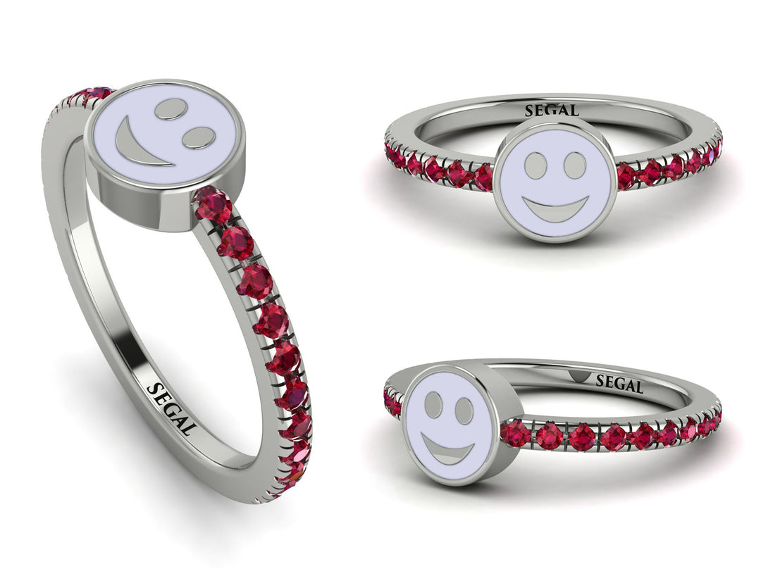 Elegant Enamel Smile Ruby Ring - Smile No. 12