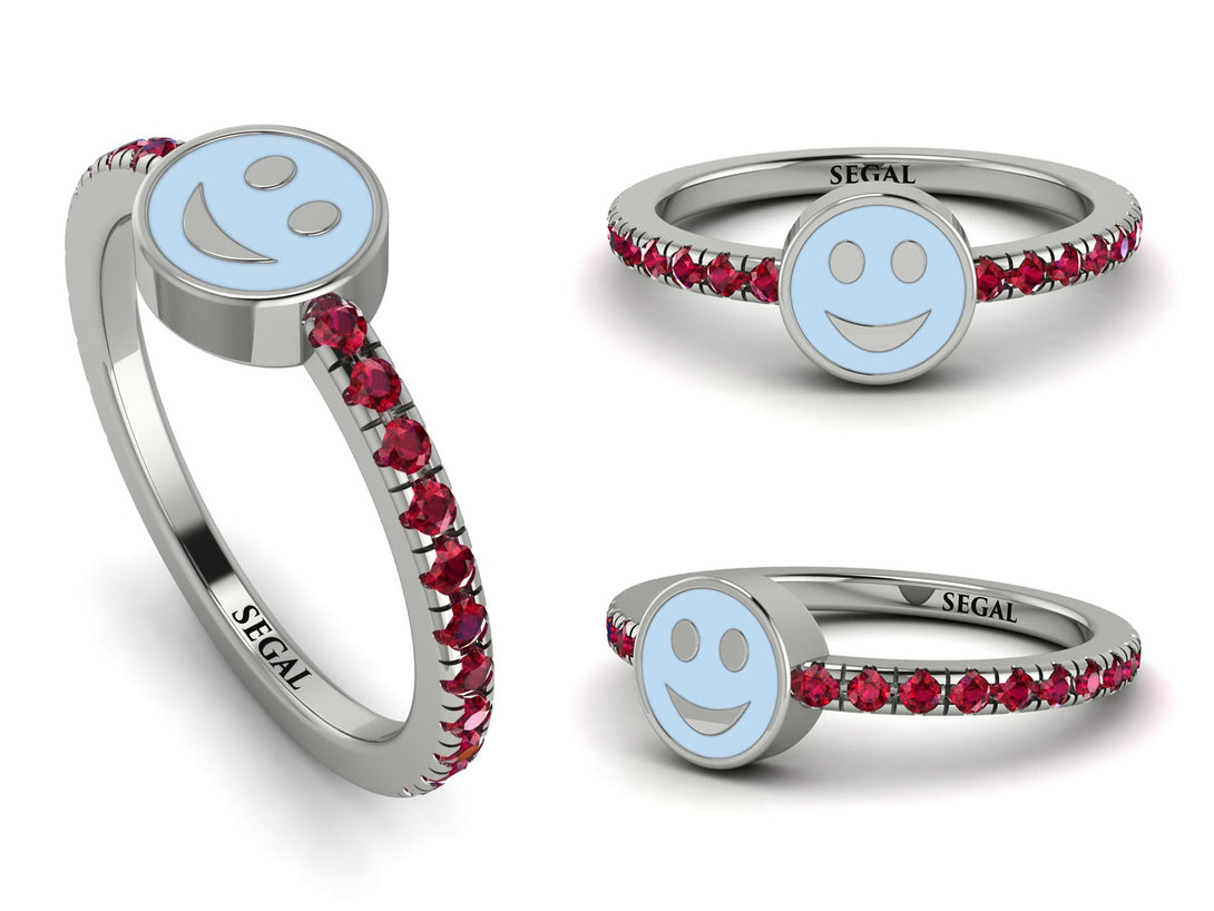 Elegant Enamel Smile Ruby Ring - Smile No. 12