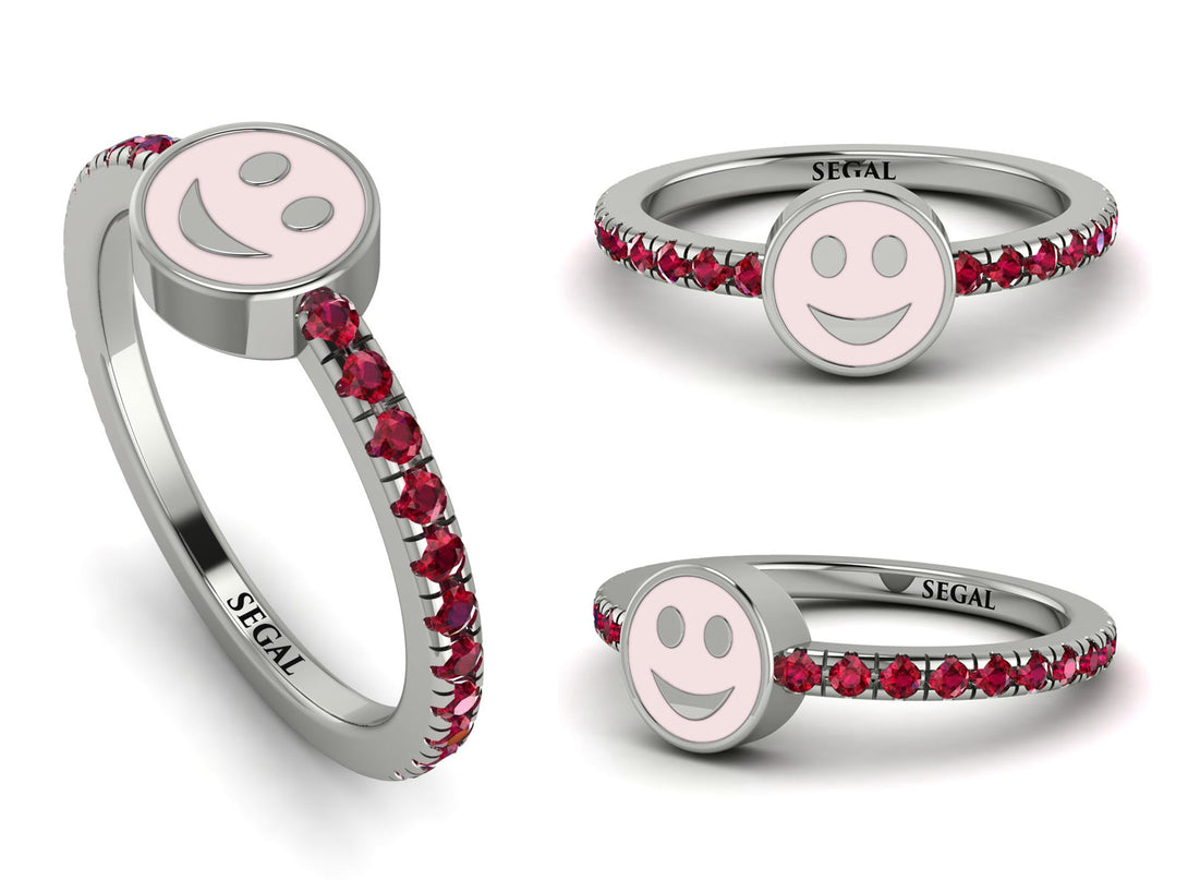 Elegant Enamel Smile Ruby Ring - Smile No. 12
