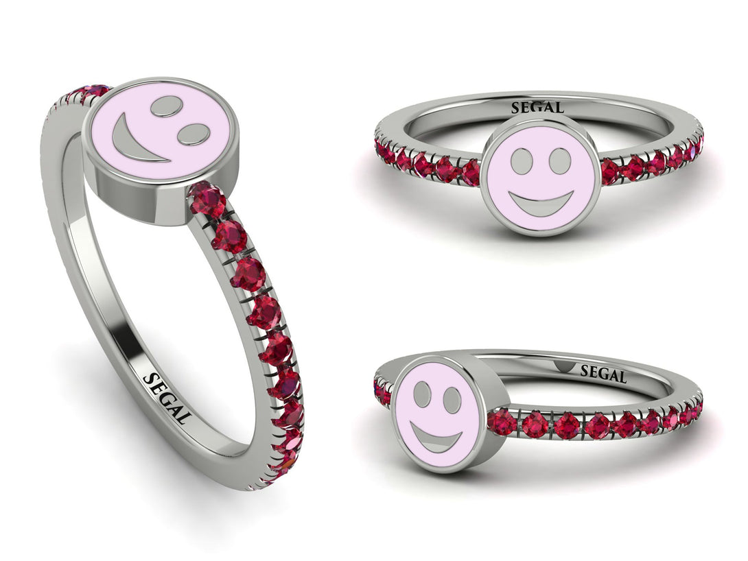 Elegant Enamel Smile Ruby Ring - Smile No. 12