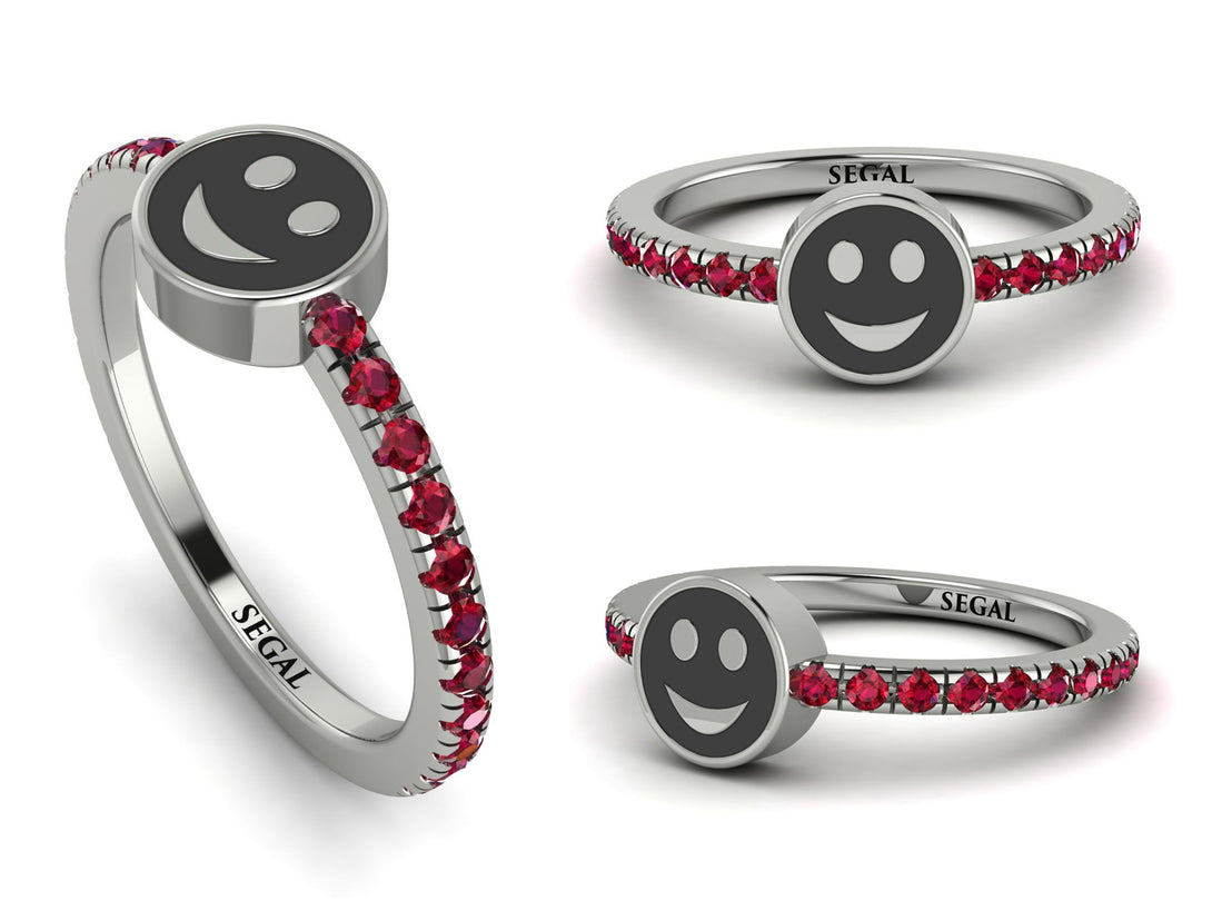Elegant Enamel Smile Ruby Ring - Smile No. 12