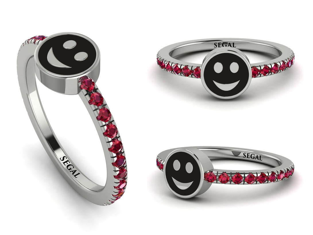 Elegant Enamel Smile Ruby Ring - Smile No. 12