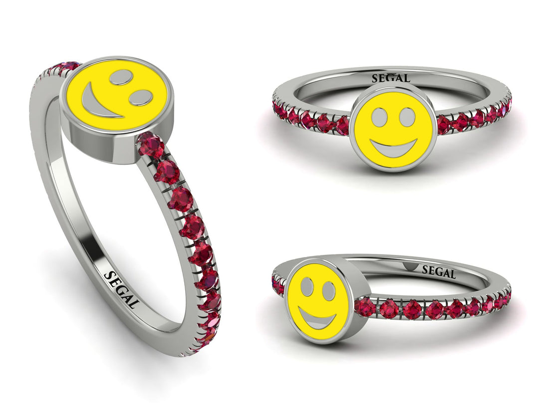 Elegant Enamel Smile Ruby Ring - Smile No. 12