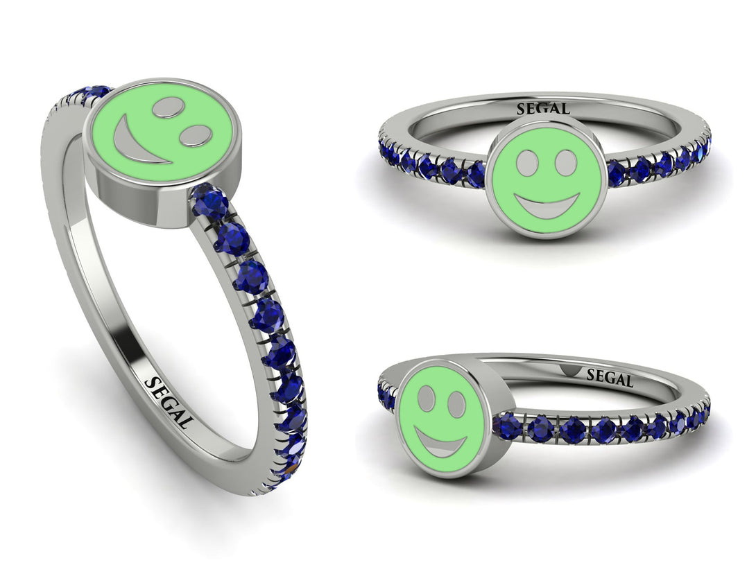 Elegant Enamel Smile Sapphire Ring - Smile No. 15