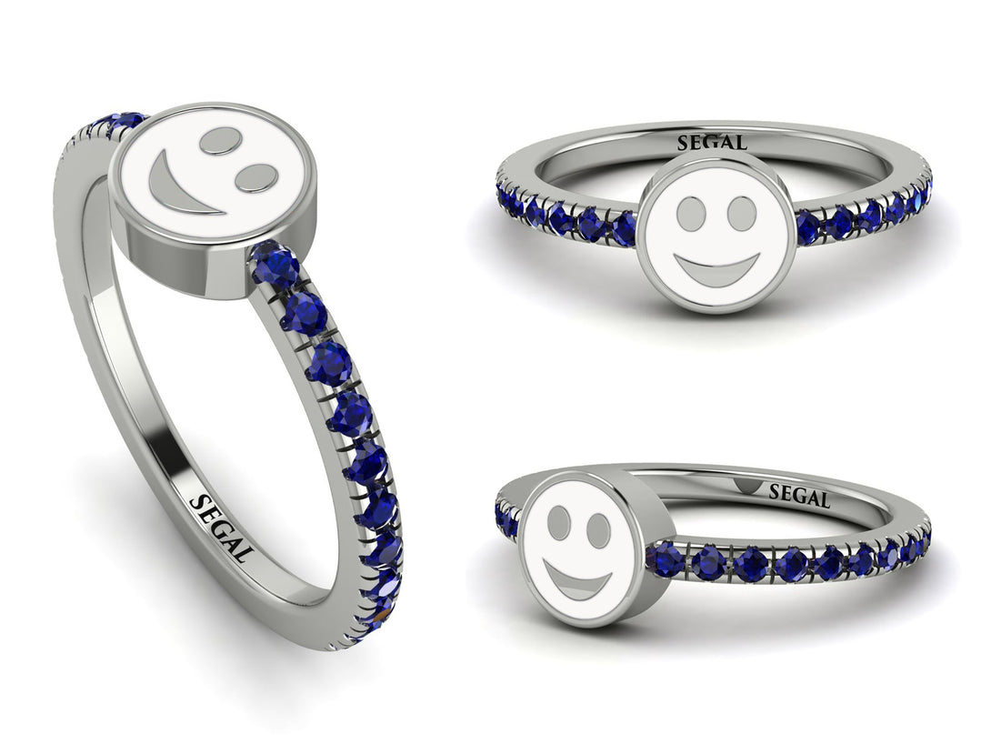 Elegant Enamel Smile Sapphire Ring - Smile No. 15