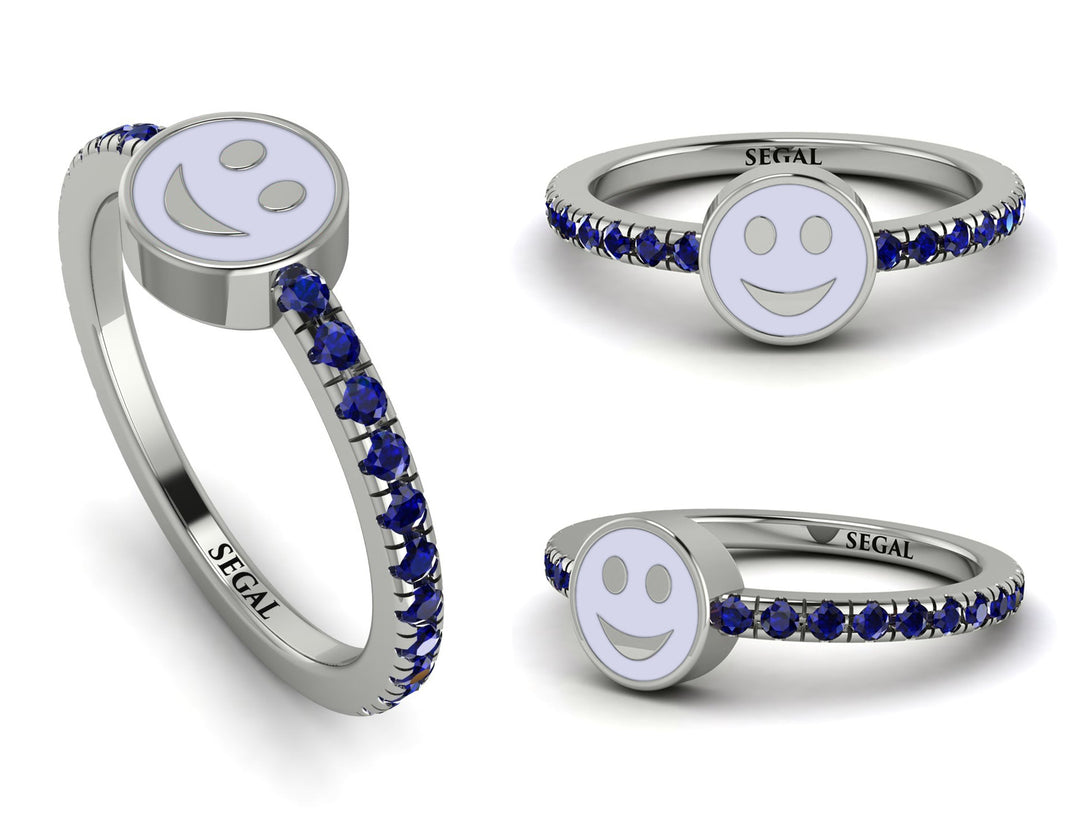 Elegant Enamel Smile Sapphire Ring - Smile No. 15