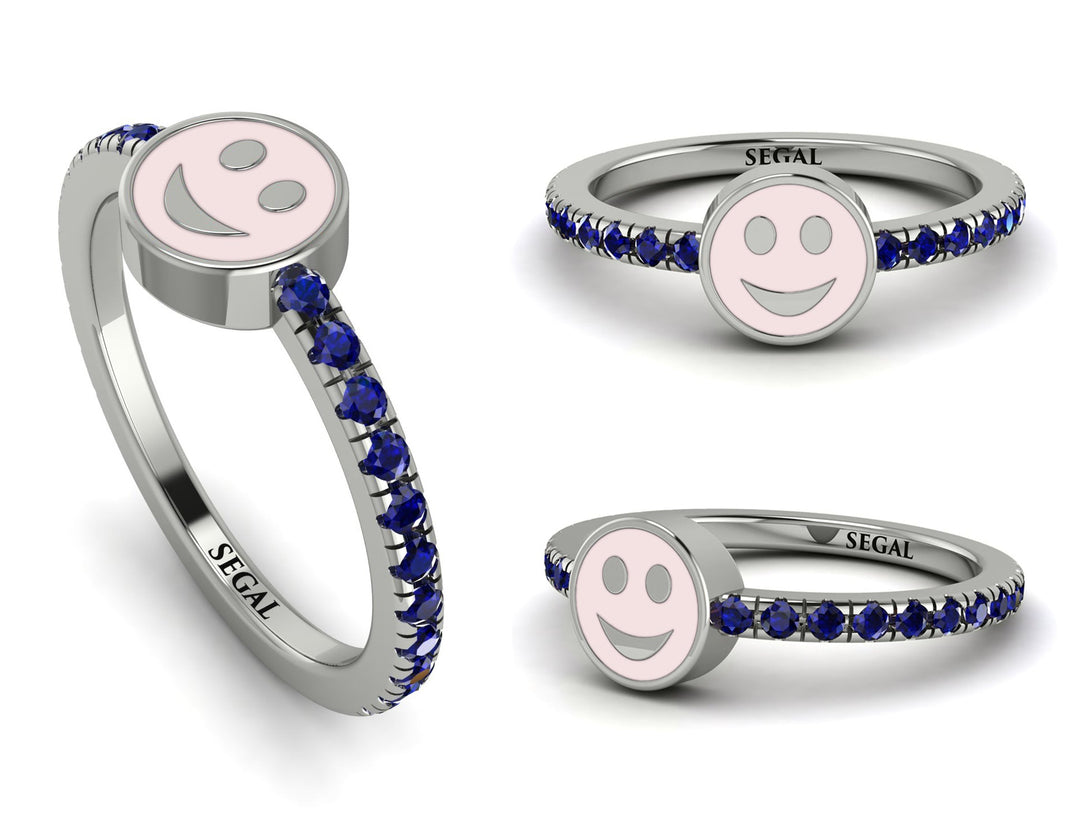 Elegant Enamel Smile Sapphire Ring - Smile No. 15