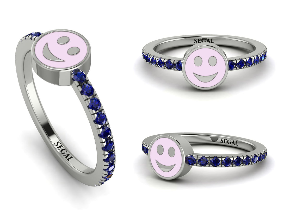 Elegant Enamel Smile Sapphire Ring - Smile No. 15