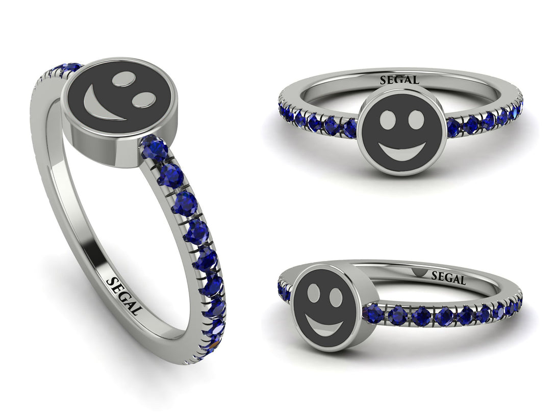 Elegant Enamel Smile Sapphire Ring - Smile No. 15