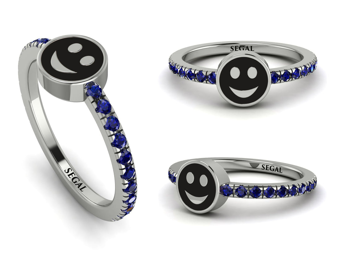 Elegant Enamel Smile Sapphire Ring - Smile No. 15