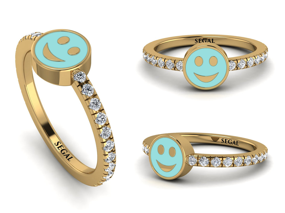 Elegant Enamel Smile Diamond Ring - Smile No. 1