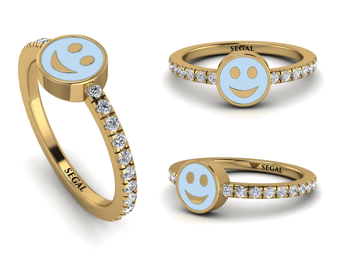 Elegant Enamel Smile Diamond Ring - Smile No. 1