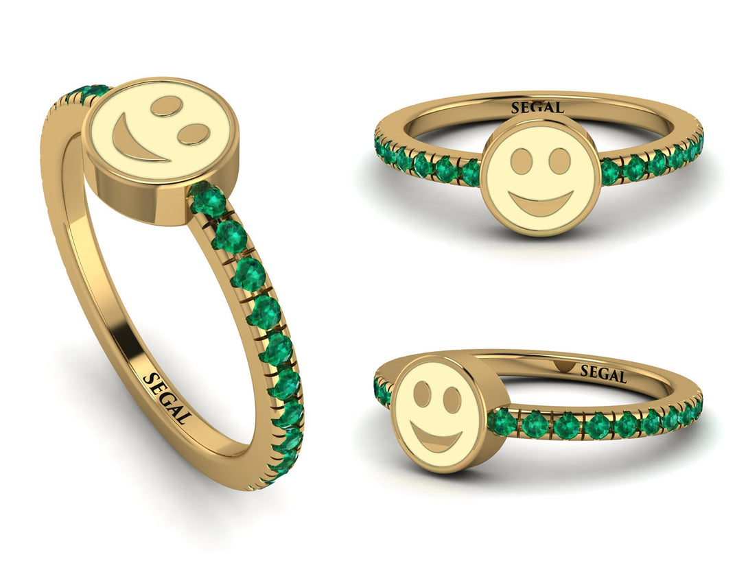 Elegant Enamel Smile Emerald Ring - Smile No. 4