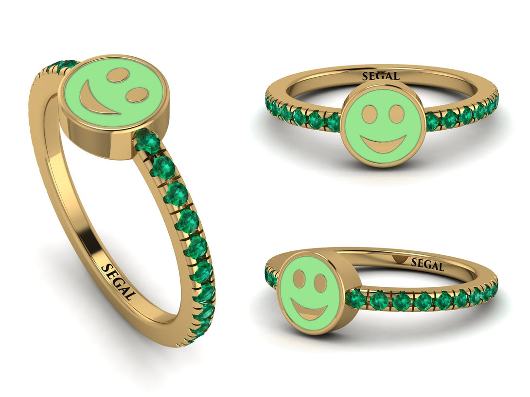 Elegant Enamel Smile Emerald Ring - Smile No. 4