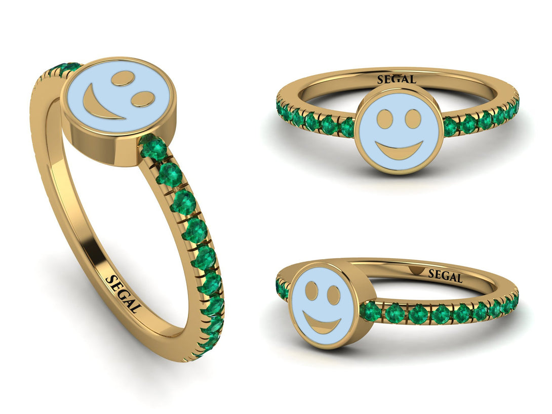 Elegant Enamel Smile Emerald Ring - Smile No. 4