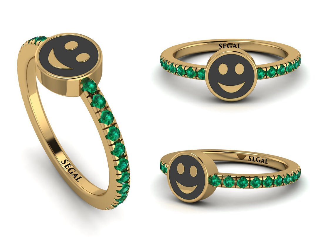 Elegant Enamel Smile Emerald Ring - Smile No. 4