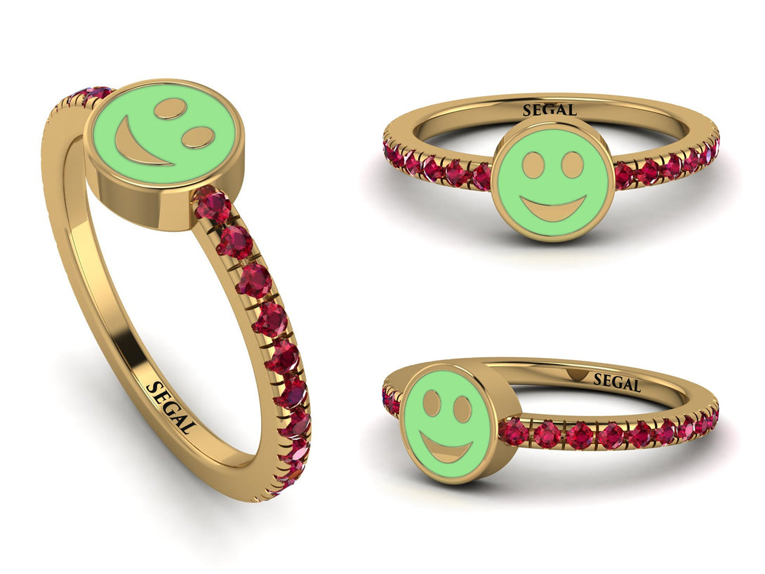 Elegant Enamel Smile Ruby Ring - Smile No. 10