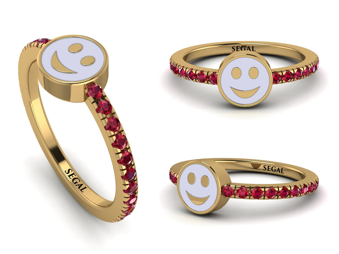 Elegant Enamel Smile Ruby Ring - Smile No. 10
