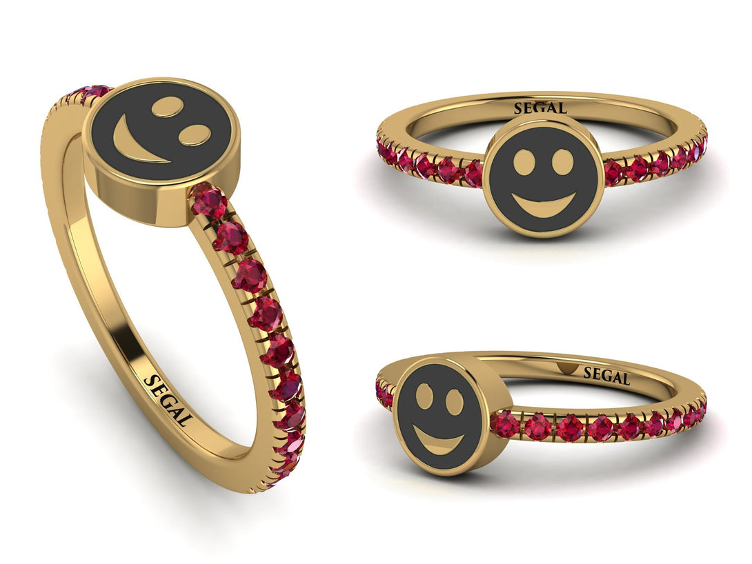 Elegant Enamel Smile Ruby Ring - Smile No. 10