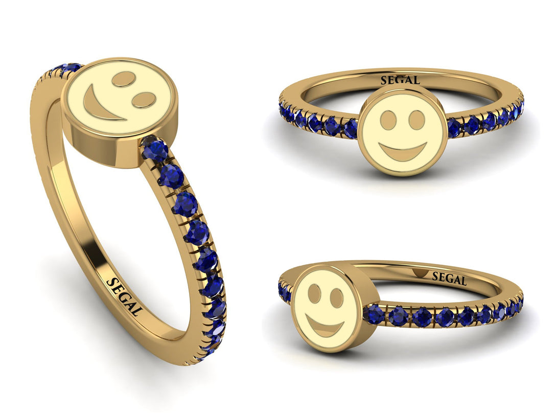 Elegant Enamel Smile Sapphire Ring - Smile No. 13