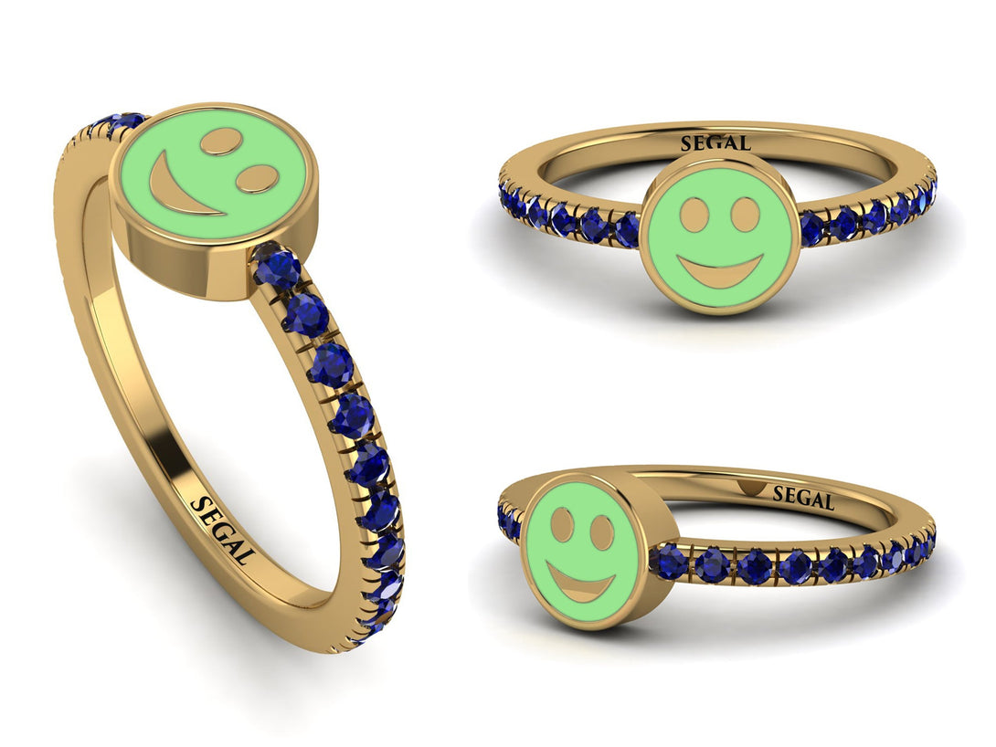 Elegant Enamel Smile Sapphire Ring - Smile No. 13