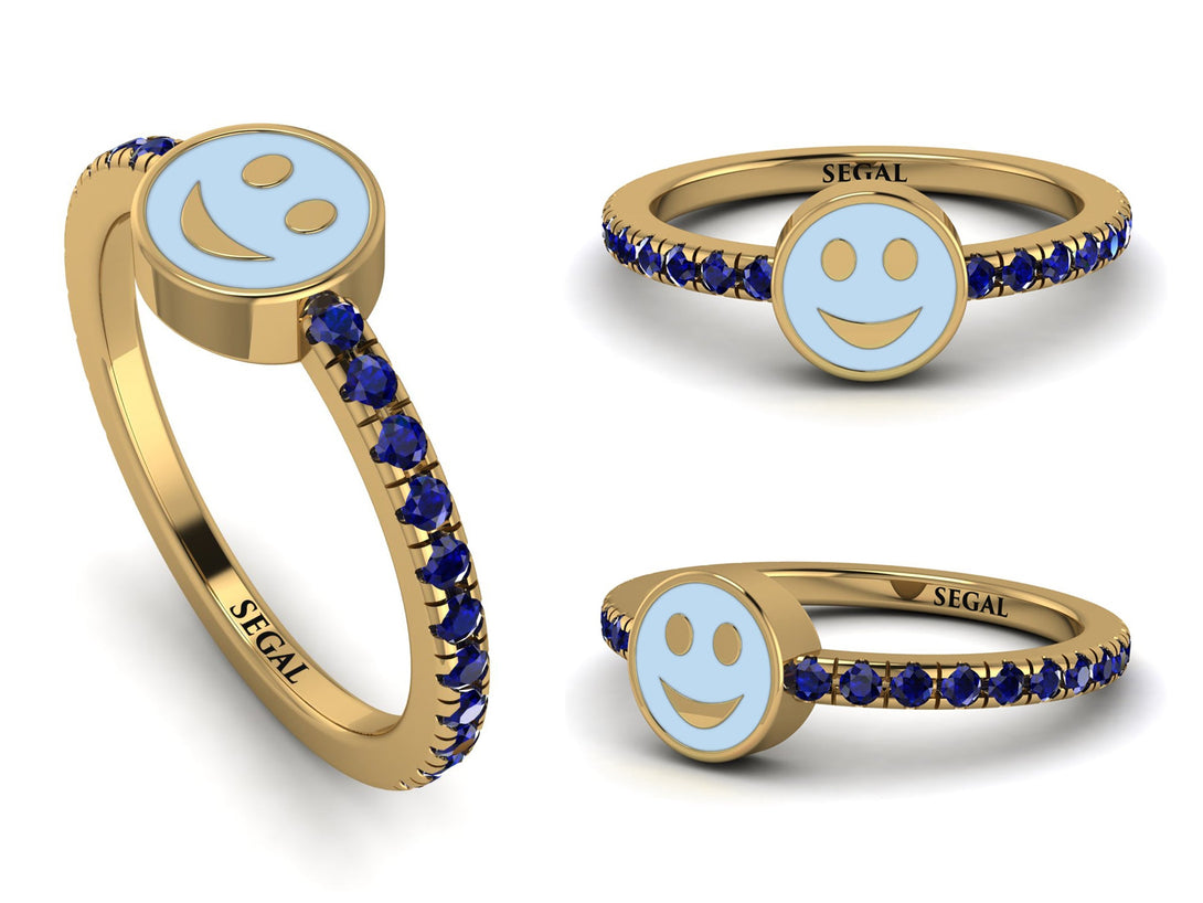 Elegant Enamel Smile Sapphire Ring - Smile No. 13