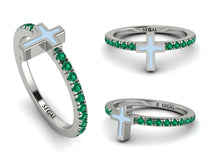 Elegant Enamel Cross Emerald Ring - Cross No. 6 image 1