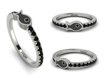 Elegant Enamel Fish Black Diamond Ring - Fish No. 9 image 1