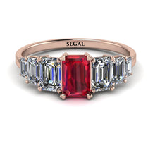 Emerald Cut Ruby Geometrical Ring - Briella No. 11 image 1