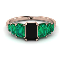 Emerald Cut Black Diamond Geometrical Ring - Briella No. 23 image 1