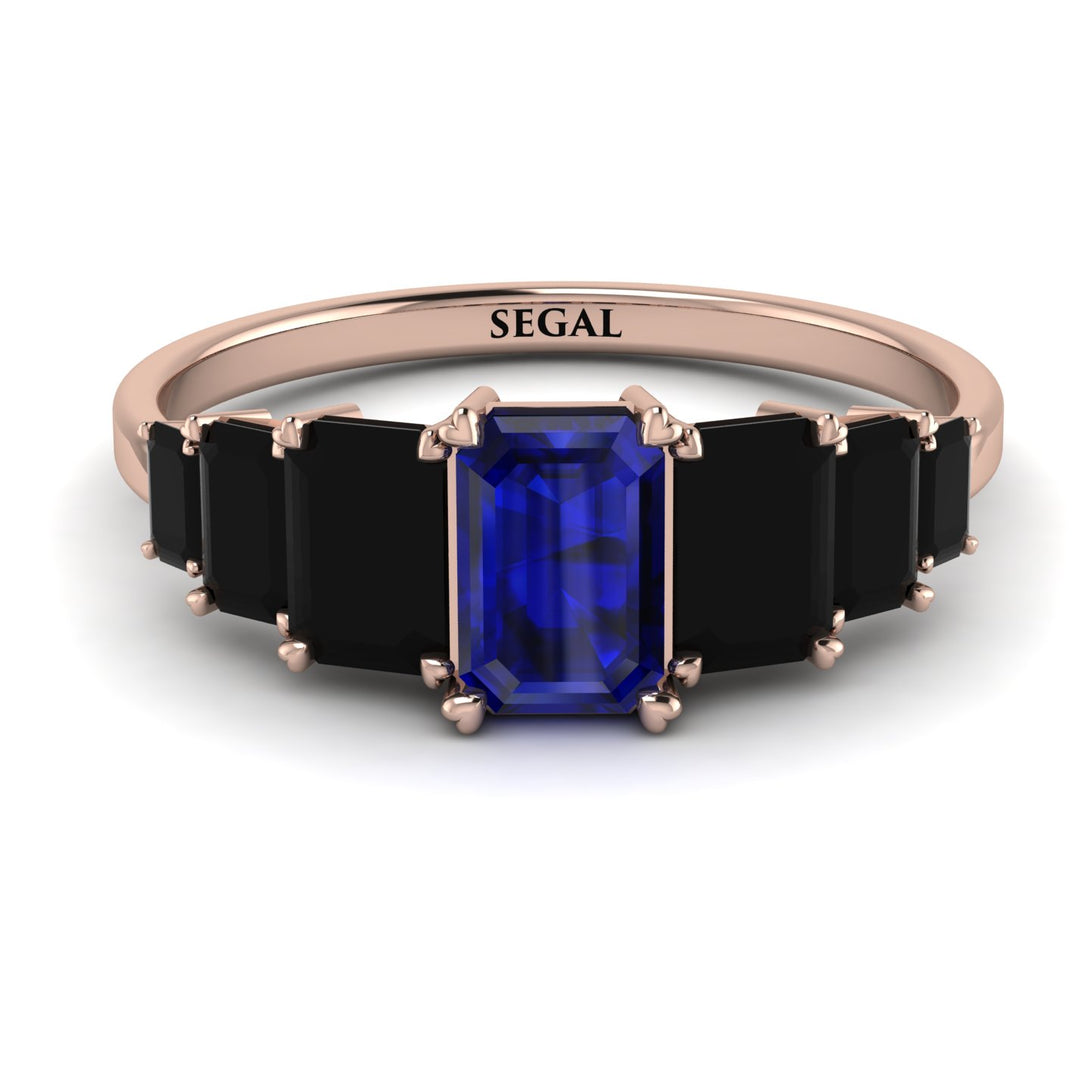 Emerald Cut Sapphire Geometrical Ring - Briella No. 44