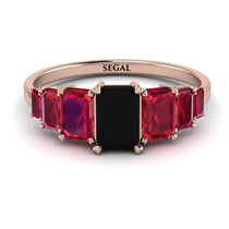 Emerald Cut Black Diamond Geometrical Ring - Briella No. 53 image 1