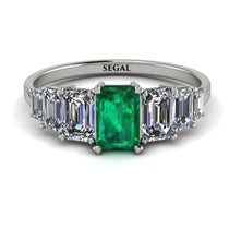 Emerald Cut Emerald Geometrical Ring - Briella No. 6 image 1