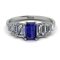 Emerald Cut Sapphire Geometrical Ring - Briella No. 15 image 1