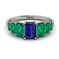 Emerald Cut Sapphire Geometrical Ring - Briella No. 30 image 1