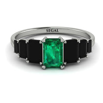 Emerald Cut Emerald Geometrical Ring - Briella No. 36 image 1