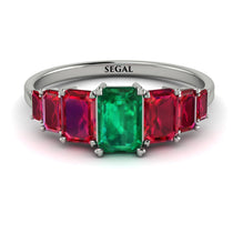 Emerald Cut Emerald Geometrical Ring - Briella No. 51 image 1
