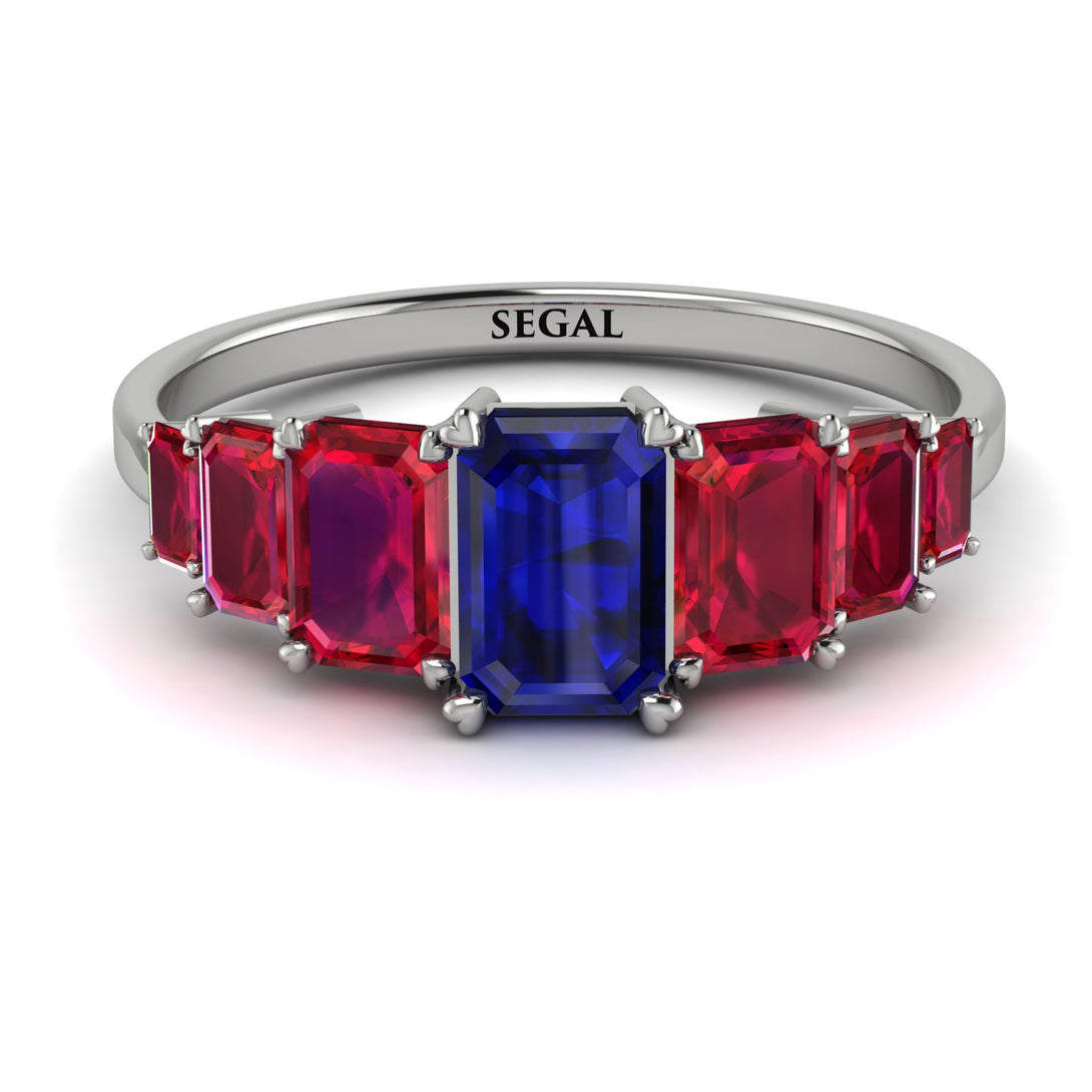 Emerald Cut Sapphire Geometrical Ring - Briella No. 60