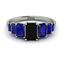 Emerald Cut Black Diamond Geometrical Ring - Briella No. 69 image 1