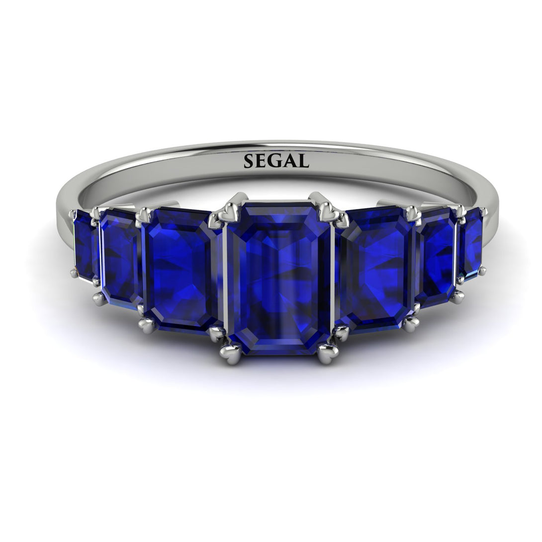 Emerald Cut Sapphire Geometrical Ring - Briella No. 75