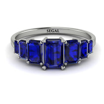 Emerald Cut Sapphire Geometrical Ring - Briella No. 75 image 1