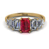 Emerald Cut Ruby Geometrical Ring - Briella No. 10