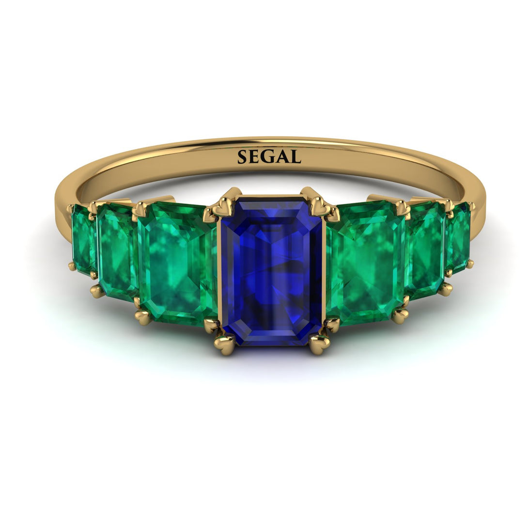 Emerald Cut Sapphire Geometrical Ring - Briella No. 28