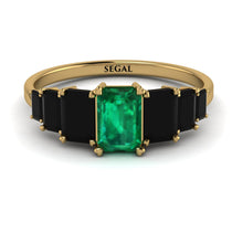 Emerald Cut Emerald Geometrical Ring - Briella No. 34 image 1