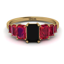 Emerald Cut Black Diamond Geometrical Ring - Briella No. 52 image 1