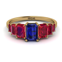 Emerald Cut Sapphire Geometrical Ring - Briella No. 58 image 1