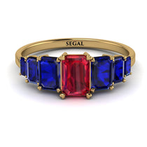 Emerald Cut Ruby Geometrical Ring - Briella No. 70 image 1